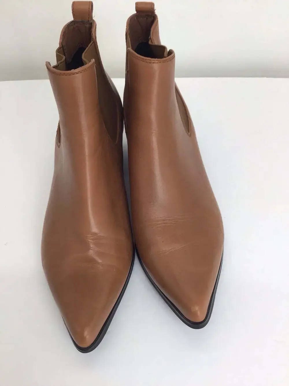 Blondo Emilia Leather Waterproof Chelsea Ankle Boots Pointed Toe Carmel Size 8